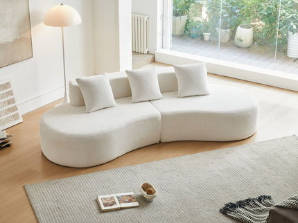 Curved Boneless Couch, Half Moon Sofa, 5 Seat Couch With High Density Foam Filled For Living Room - White