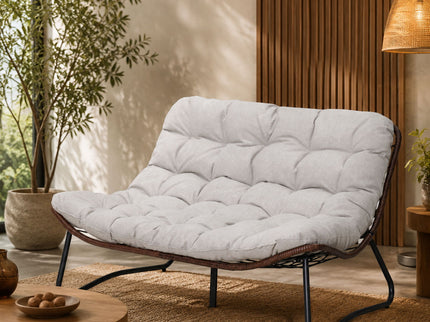Patio Loveseat Sofa With Extra Thick Tufted Cushion - Brown