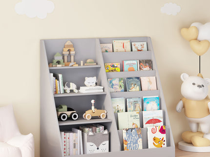 Bookshelf And Toy Storage Organizer, 4 Tier Bookcase With Display Stand For Playroom
