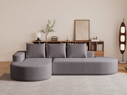 Modern Curved Sofa, L-Shaped Modular Sectional Set With 3 Pillows