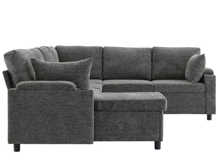 U-Shaped Sectional Sleeper Sofa With Ample Storage Space, 2 Cup Holders And Charging Ports For Living Room