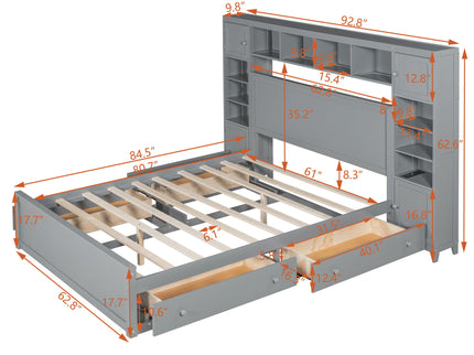 Bed With All In One Cabinet, Shelf And Sockets