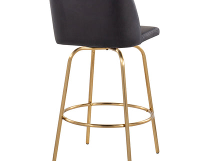 Toriano - Contemporary, Fixed Height Counter Stool With Swivel With Round Footrest (Set of 2)