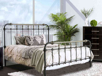Transitional Style Bed With Accents