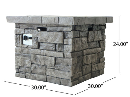 Outdoor Square Propane Fire Pit 40, 000 Btu - Gray