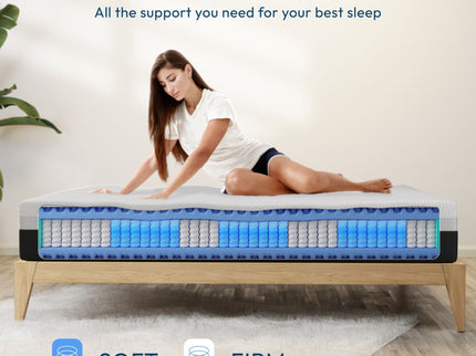 12'' Queen Size Hybrid Mattress, Cooling Memory Foam & Pocket Springs Medium Firm - White