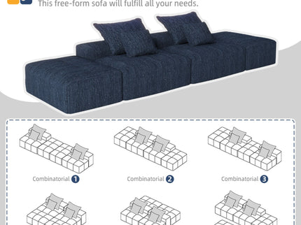 Modern Oversized Diy Combination Modular Sectional Sofa & Pillows