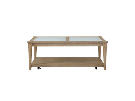 Frosted Glass Top Cocktail Table With Casters - Sand