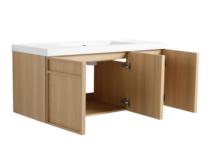 Wall-Mounted Bathroom Vanity With Resin Sink And Soft Closing Doors