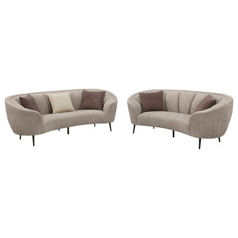 Ellorie 2-piece Upholstered Curved Sofa Set Beige