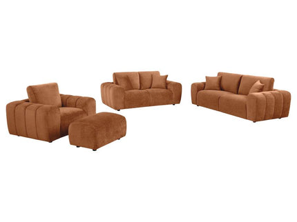 Burnett 4-piece Chenille Upholstered Sofa Set Burnt Orange