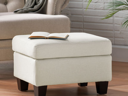 Springfield - Ottoman Contemporary Design Fabric Birch Wood Legs - Beige