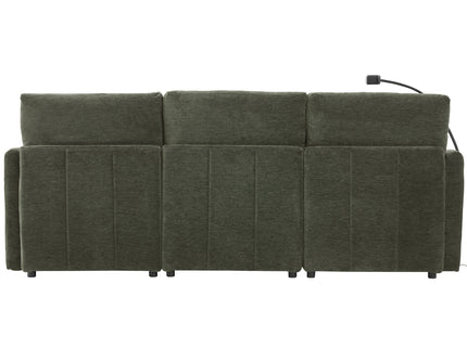 Modern Modular U-Shaped Sofa Bed With Movable Ottoman, USB Ports, Phone Holder