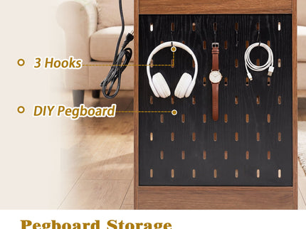 Office Desk With Storage Cabinet, Charging Station, Monitor Stand & Pegboard