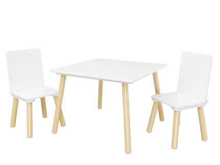 Kids Table And 2 Chairs Set, 3 Piece Toddler Activity Play - White