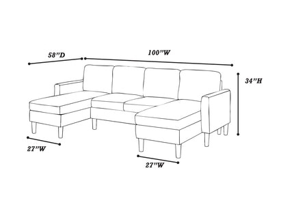 Sectional Set With Dual Chaises And Square Arms