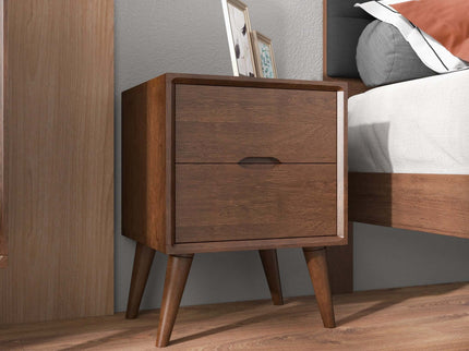Alexandra - Night Stand With 2 Drawers - Walnut Brown