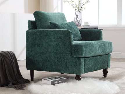 Modern Mid Century Wood Frame Armchair With Tufted Design