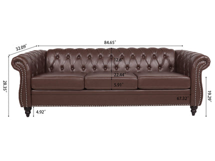 Rolled Arm Chesterfield 3 Seater Sofa