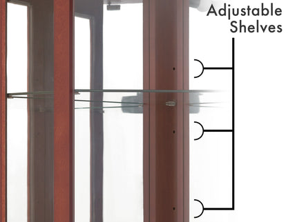 6 Shelf Corner Curio Display Cabinet With Lights, Mirrors And Adjustable Shelves (E26 Light Bulb Not Included)