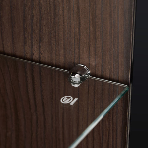 Modern Minimalist Tall Lighted Display Cabinet With Tempered Glass Door - Black / Dark Walnut