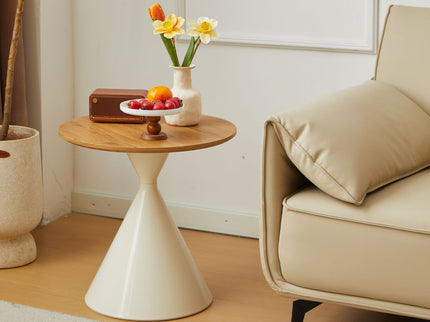 Round Coffee Table - Brown / White