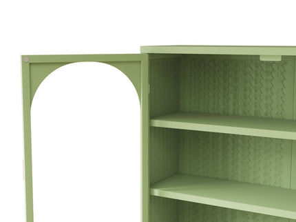 2 Door Wall Cabinet With 3 Tier Storage - Green