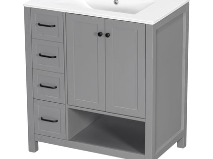 Bathroom Vanity With Sink Top, Bathroom Vanity Cabinet With 2 Doors And 2 Drawers, Open Shelf