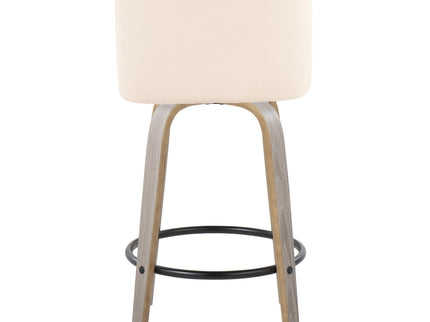 Toriano - Contemporary Fixed Height Counter Stool With Swivel & Round Footrest (Set of 2)
