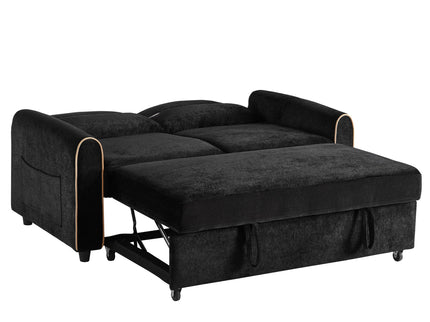 Pull Out Sofa Bed With Adjustable 3 Position Backrest, USB Charging Ports, Side Pockets