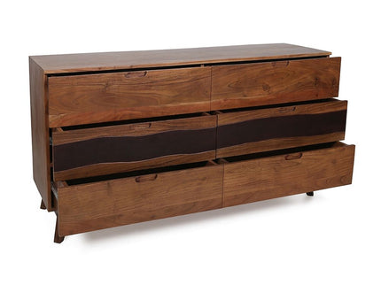 Sierra 6 Drawer Sideboard, Wood Credenza / Cabinets / Chests / Nightstands - Natural Wood / Brown