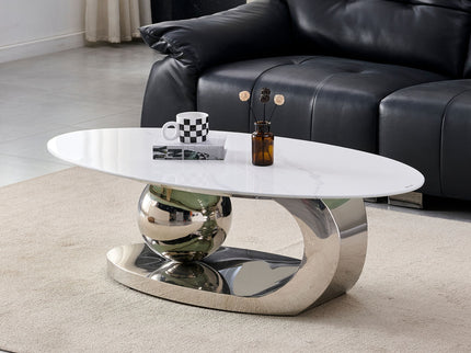 Oval Coffee Table With Geometric Precision