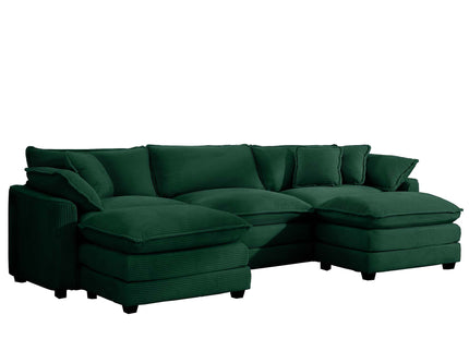Modern Modular Cushion Sofa With Ottoman, Low Back, Deep Seating Sofa Set
