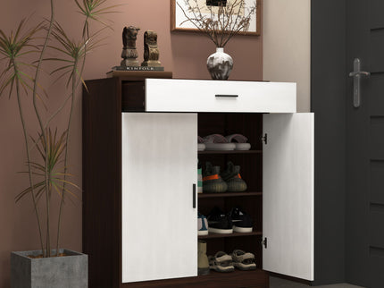 Freestanding Wooden Shoe Cabinet, 4 Tier Organizer With Drawer