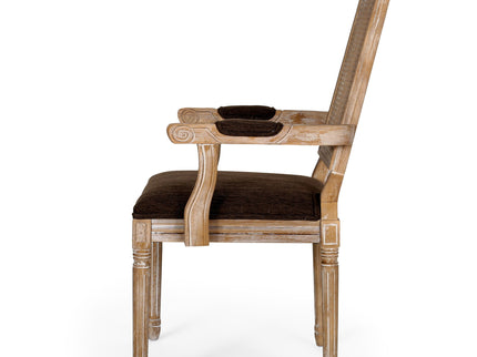Upholstered Dining Chair With Cane Backrest
