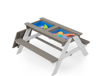 3-In-1 Kids Outdoor Wooden Picnic Table With Umbrella, Convertible Sand & Water, ASTM & CPSIA Certification