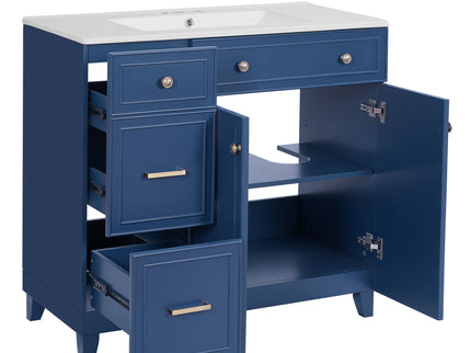 Bathroom Vanity With Sink, Soft Close Doors, Adjustable Shelves