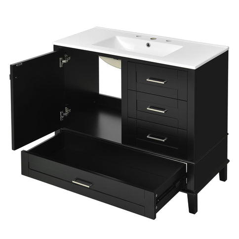 Bathroom Vanity, Modern Bathroom Cabinet With Sink Combo Set, Bathroom Storage Cabinet With A Soft Closing Door And 3 Drawers, Solid Wood Frame