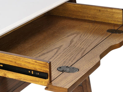 Parker - Desk With Storage Shelf - Off White / Pecan