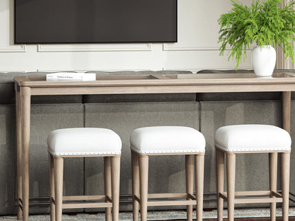 Glass Console Table With 3 Stools - Frosted