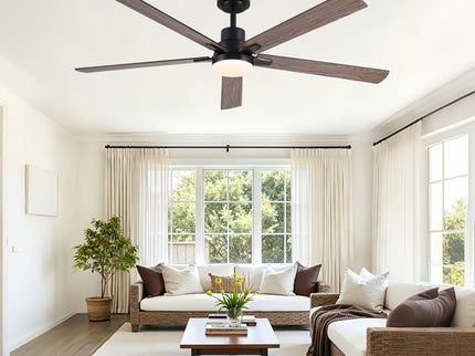 Ceiling Fan With Lights And Remot With Quiet DC Motor, 6 Speeds, Reversible Blades - Black