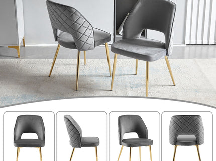 Dining Chairs With Metal Legs And Hollow Back Upholstered Dining Chairs