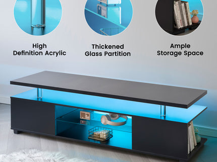 TV Stant With LED And Large Side Cabinet