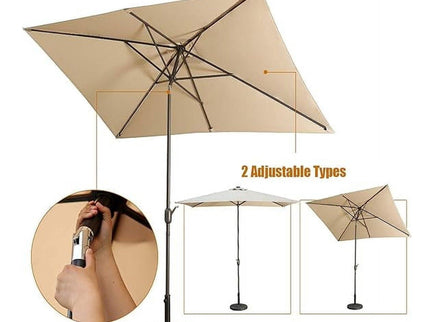 Rectangular Patio Umbrella With Crank Tilt, Polyester UV-Resistant Canopy