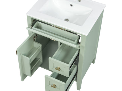 Bathroom Vanity With Sink, 3 Drawers & Cabinet With 2 Tier Door Storage Rack, Soft Close Doors & Drawers