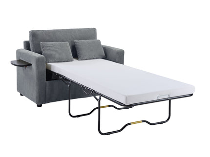 Sleeper Sofa With Foldable Mattress, USB Ports, Side Table & Storage Pocket