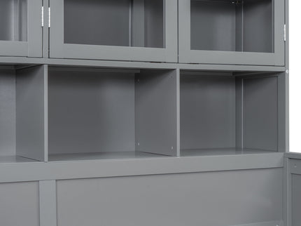 Daybed With Glass Door Storage Cabinets, Built In LED Lighting And Shelves