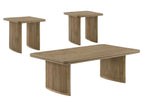 Light Brown / 3 Pc. Coffee Table, 2 End Tables