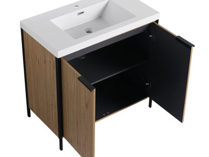 Modern Freestanding Bathroom Vanity With Resin Sink & Soft Close Cabinet Doors