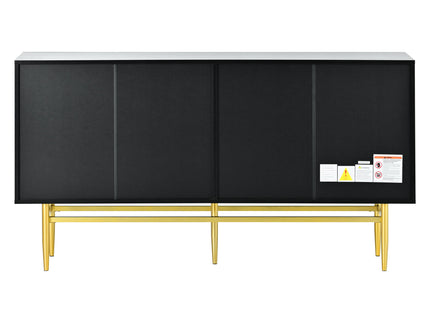 Modern Elegant 4 Door Sideboard Metal Handle Buffet Cabinet For Dining Room, Living Room, Bedroom, Hallway
